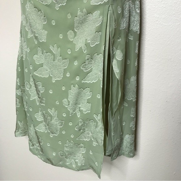 Nwt Rosedress Floral Cowl Neck High Slit Slip Dress Midi Sage Green Womens Large — image 7 of 8